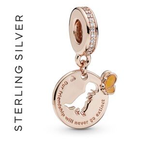 🌟 14K Rose Gold Plated Dinosaur and Butterfly Friendship Dangle Charm